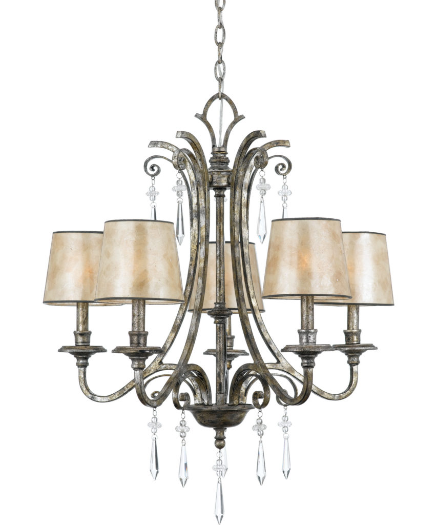 kd5005mm Quoizel chandelier with Oyster Mica Shades