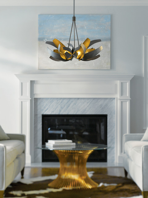 contemporary-living-room with Corona pendant hf
