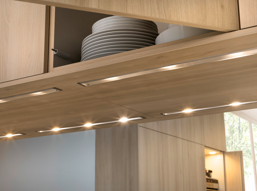 installing shape lighting underneath kitchen cabinet