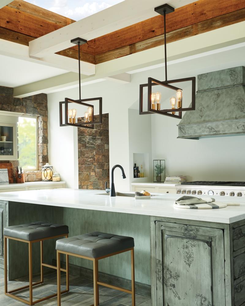 The Feiss Finnegan is a prime example of modern industrial lighting with a geometric a profile