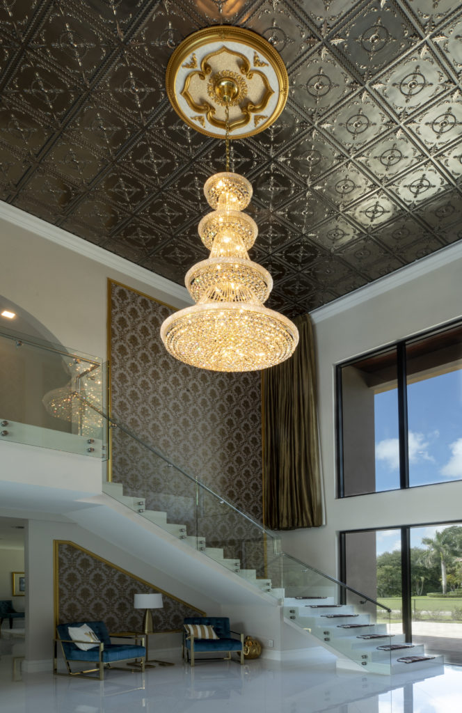 4-tiered Primo Pendant by Elegant Lighting looks opulent even in a grand foyer
