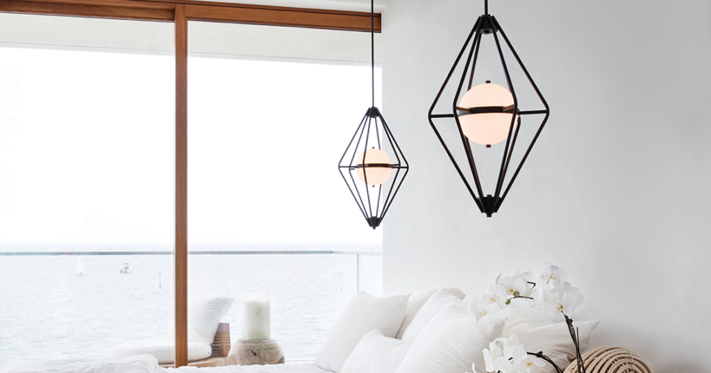 These beautiful geometric lighting fixtures are a stand out in any room