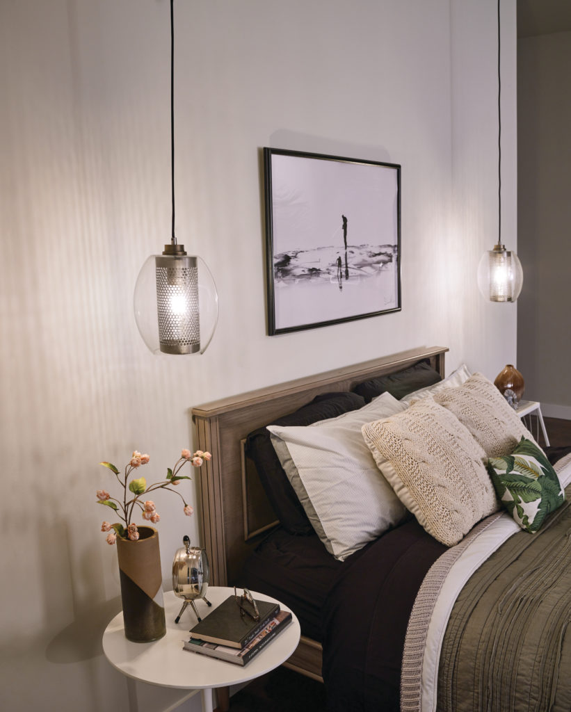 Romantic bedroom lighting idea: use 2 Asher Mini Pendants to flank your wood headboard | Capitol Lighting