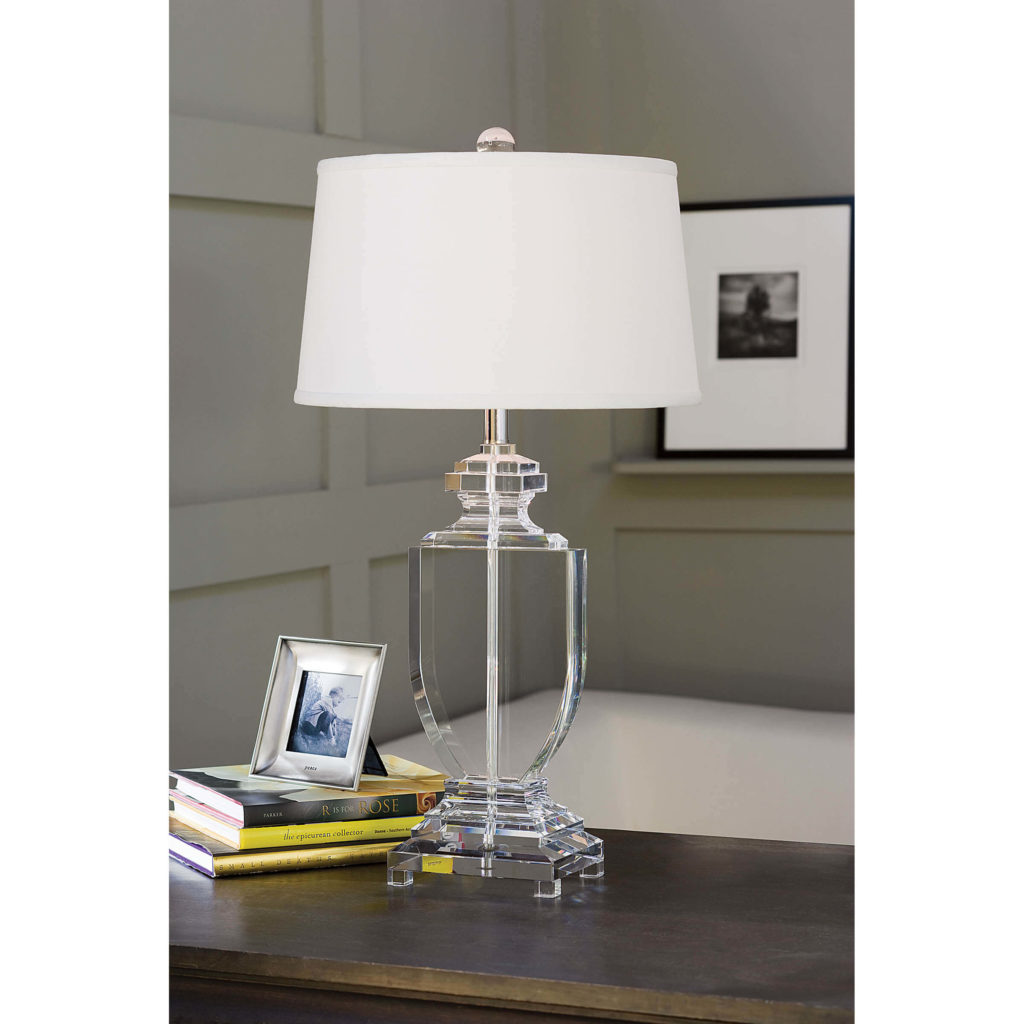 lamp with crystal base and white shade