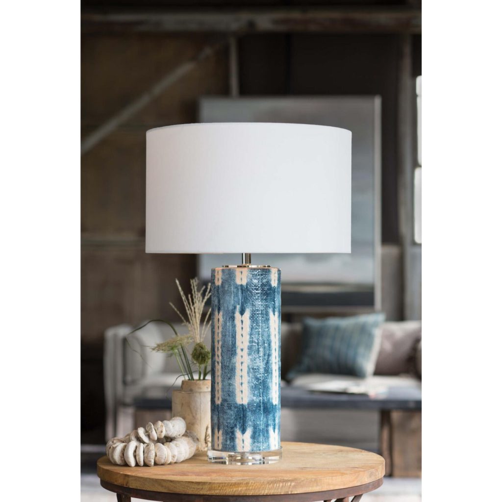 blue and white rustic lamp